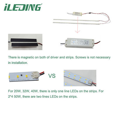 140° 빔 앵글 알루미늄 자기 LED 선형 리트로피트 키트 T8 튜브 변환