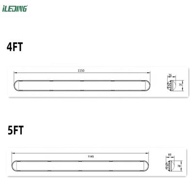 상업용 LED 증기 밀착 18W 4Ft IP66 방수 등급 및 디머 지원