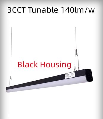 실내 오피스 120-277V 90W 8FT 선형 LED 배튼 스트립 조명 장치 3CCT 조정 가능